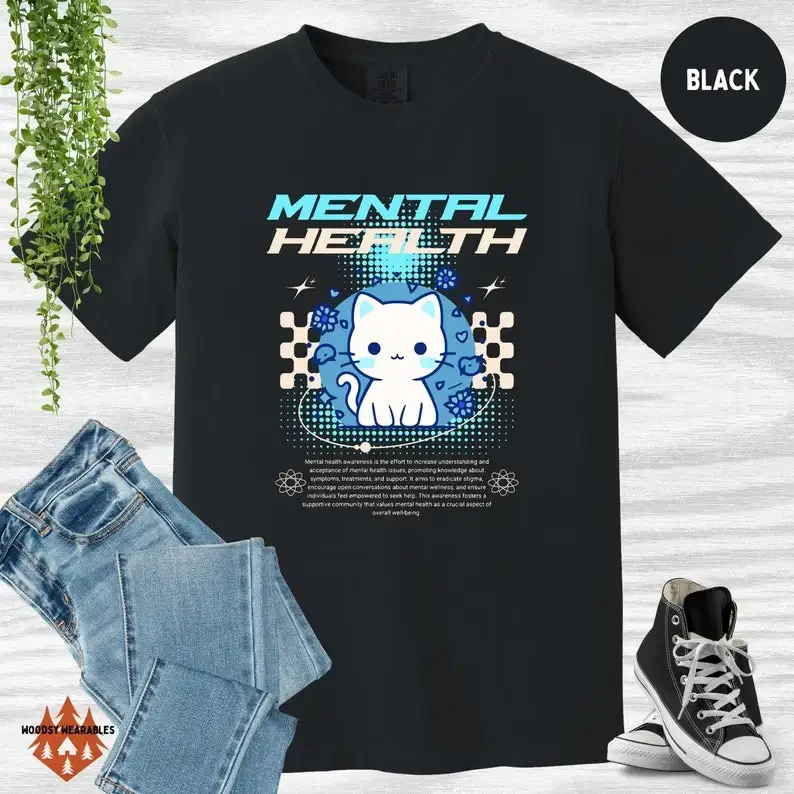 

Mental Health Awareness Tee, Y2K Kitty, Comfort Colors®