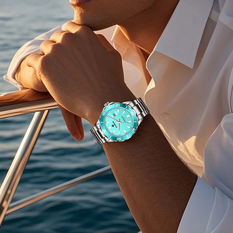 BANGWEI Orologio impermeabile casual da uomo Orologio da polso da uomo sportivo di moda con data luminosa di lusso in acciaio inossidabile