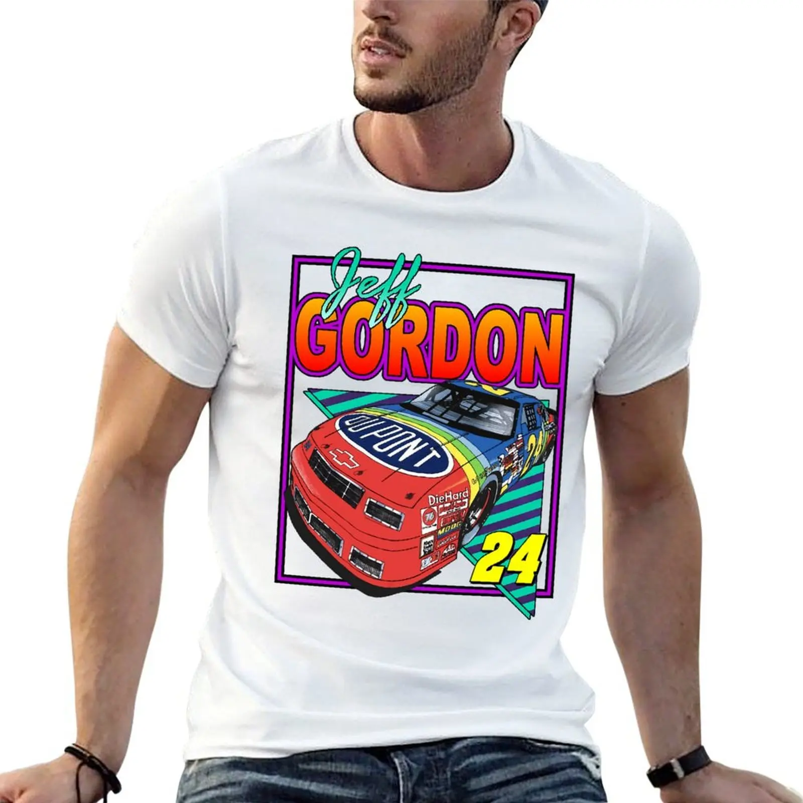 Jeff Gordon Retro Nascar Design T-Shirt man t shirts cotton t shirts for man cotton funny T-Shirt