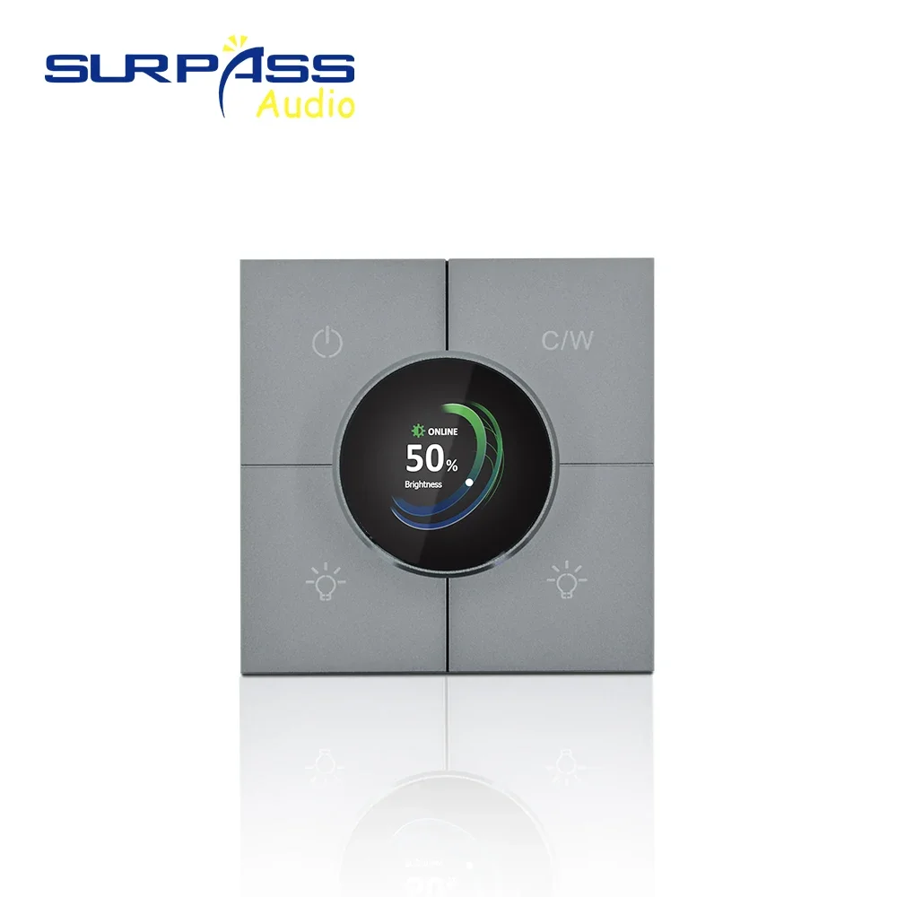 スマートホームシアター Zigbee通信プロトコル調光スイッチコントローラー壁パネルオーディオスイッチ、2つのリレー搭載、Tuya対応