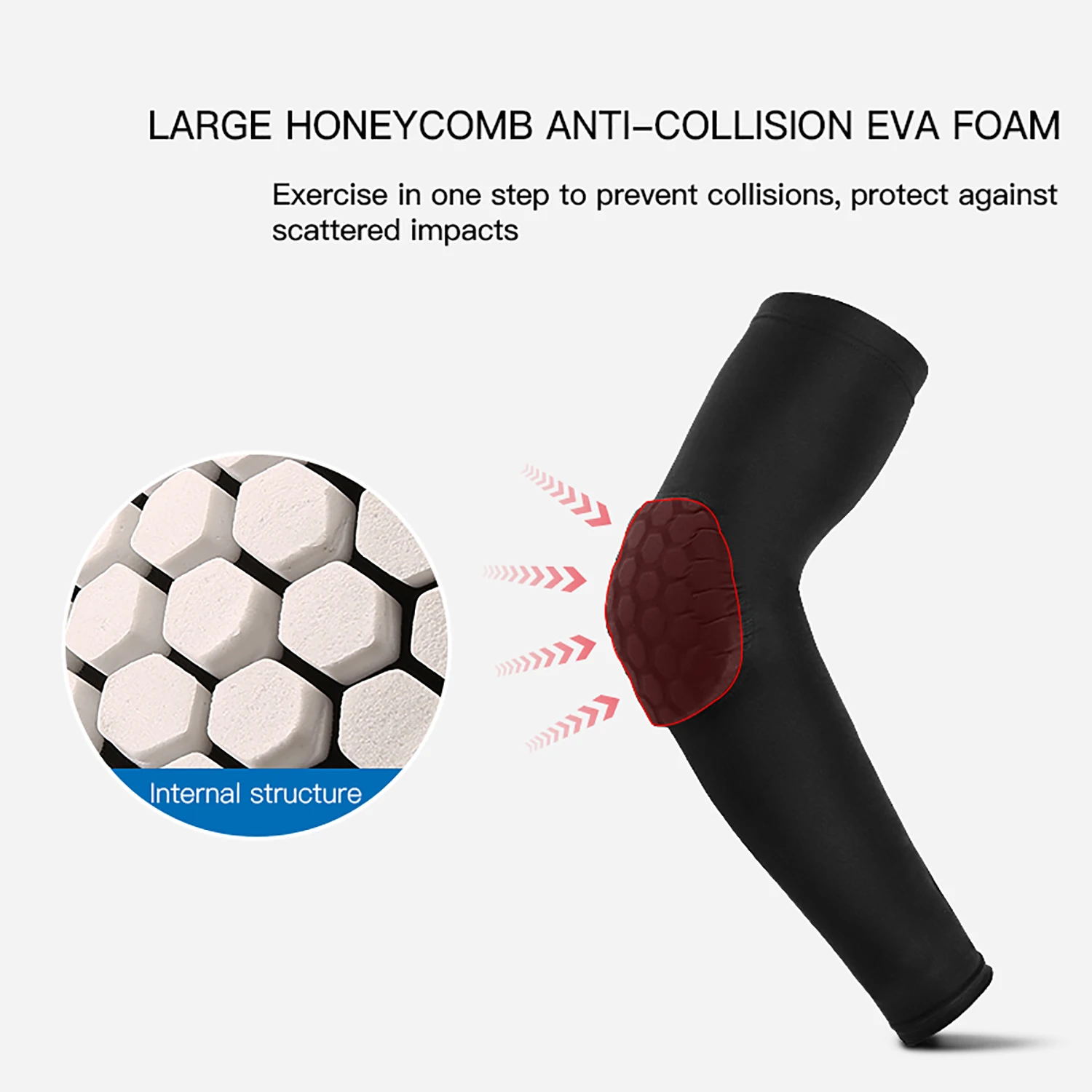 1pc Sports Elbow Protection Honeycomb Anti-collision Pressure Protection Arm Sleeve Basketball Cycling Fitness Protective Gear