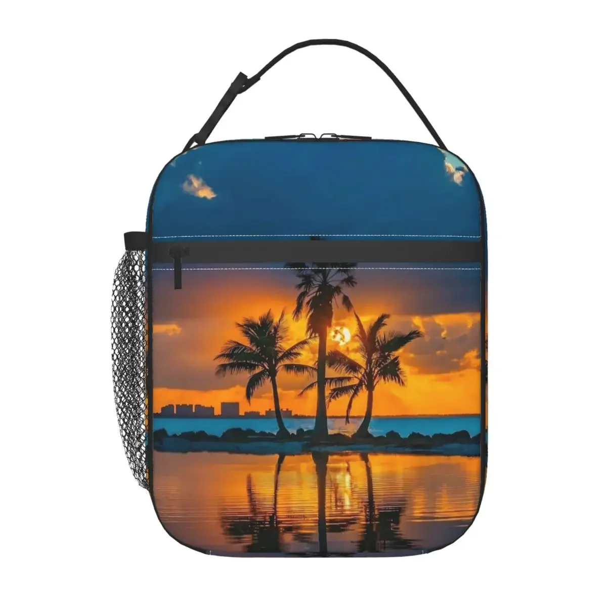 Palm Trees Lunch Bag For Adult Sunset Print Lunch Box Outdoor Picnic Portable Thermal Lunch Bags Oxford Designer Cooler Bag