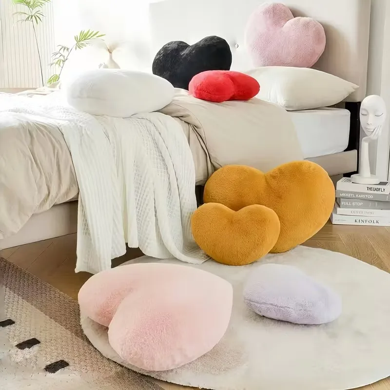 Valentine‘s Day Gift Heart Pillow Cute Fuzzy Throw Pillow for Home Decor Photo Shoot Prop Romantic Decorations Cushion - view 4