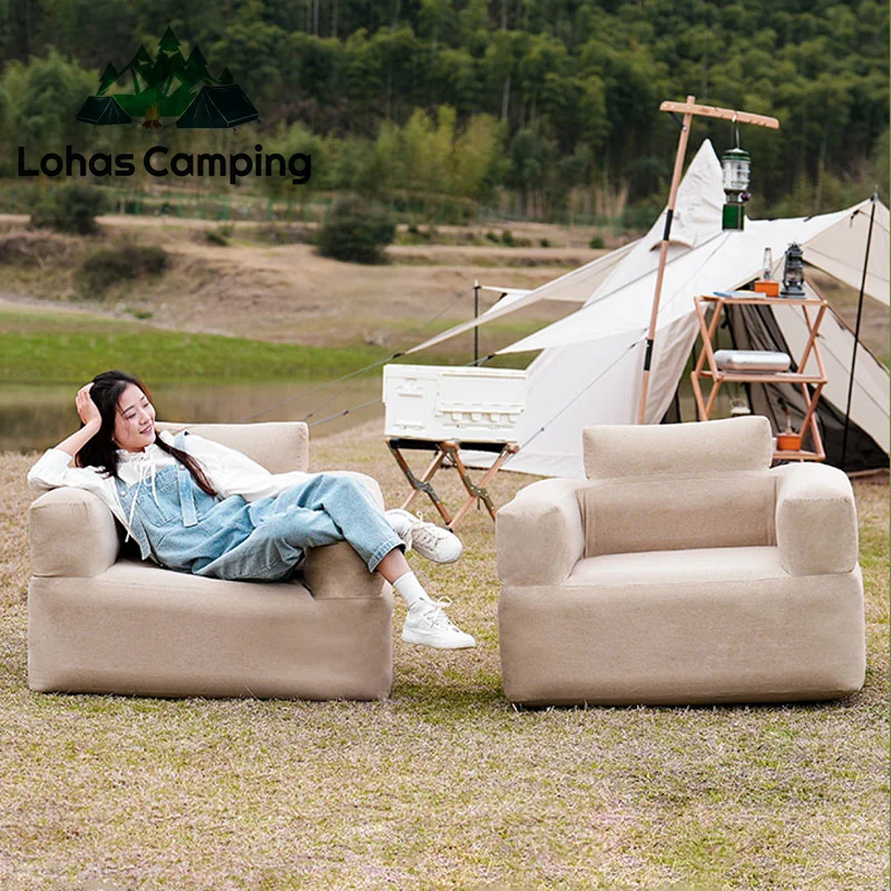 Lohascamping Foldable Inflatable Camping Sofa Chair Outdoor Portable Lasy Air Sofa Backyard home Travel Picnic Relaxation Chair