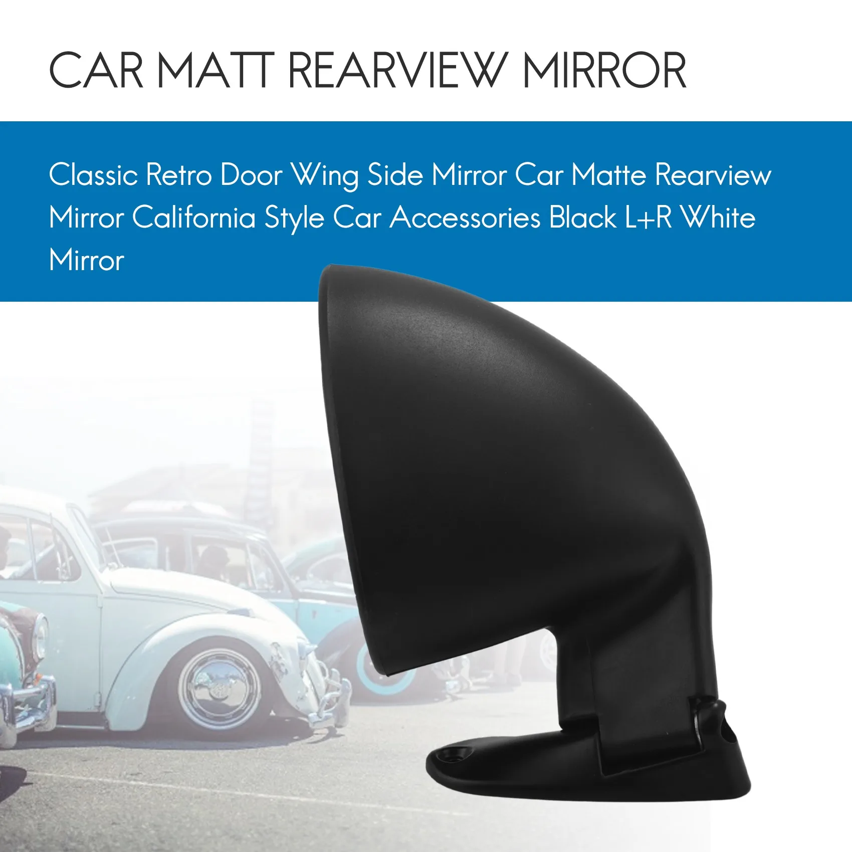Classic Retro Door Wing Side Mirror Car Matte Rearview Mirror California Style Car Accessories Black L+R-N29R