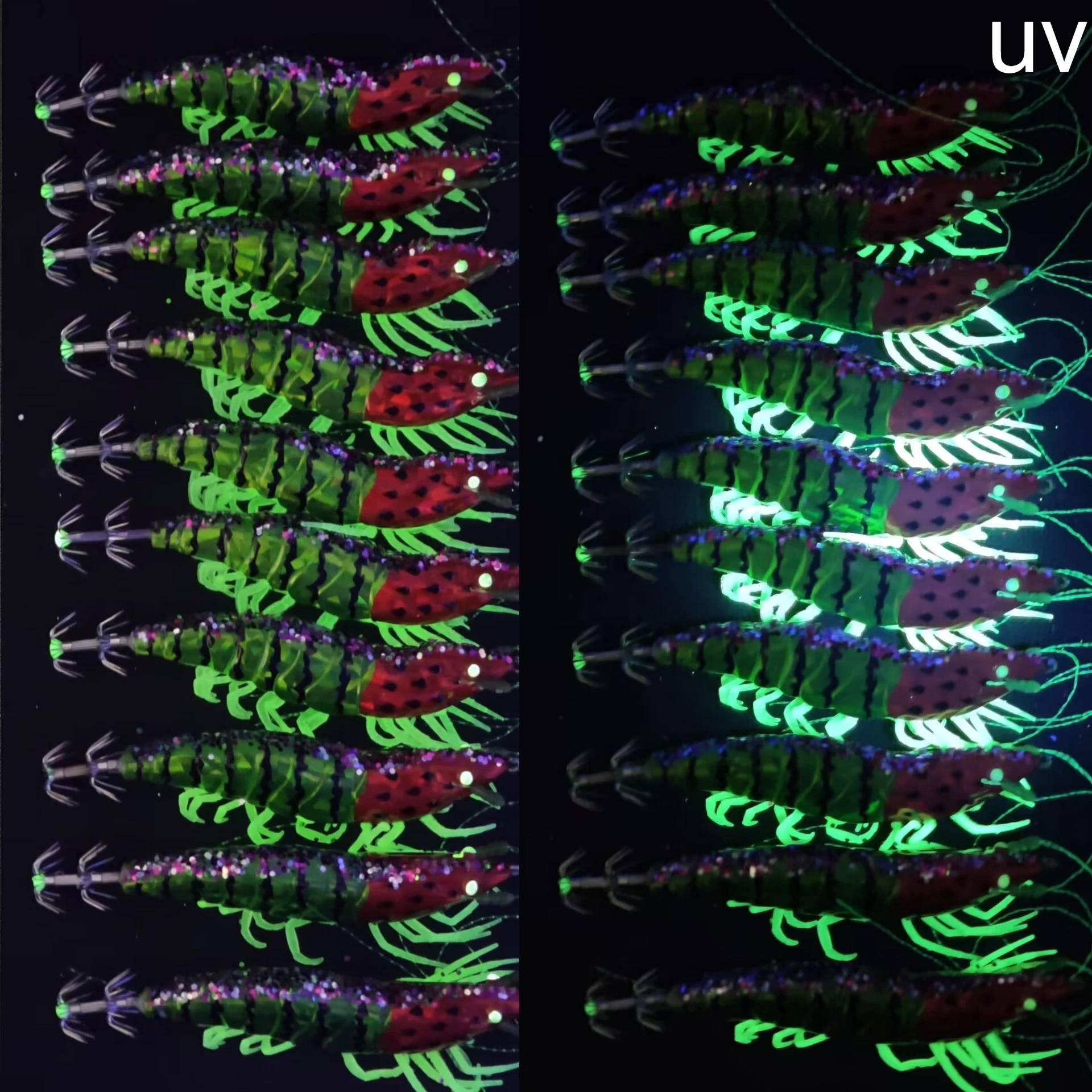 10-teiliges Set Horizontale Tintenfisch-Jigs, Leuchtende Tintenfisch-Köder, UV-Reflektierende Oktopus-Köder für Salzwasser-Angeln – Detail 2