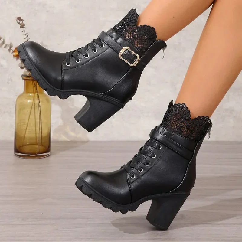 

Women's Shoes High Heels Fashion Pointed Toe Ankle Boots Shoes for Women 2025 New Back Zipper Classic Boots Women Bottes Femmes