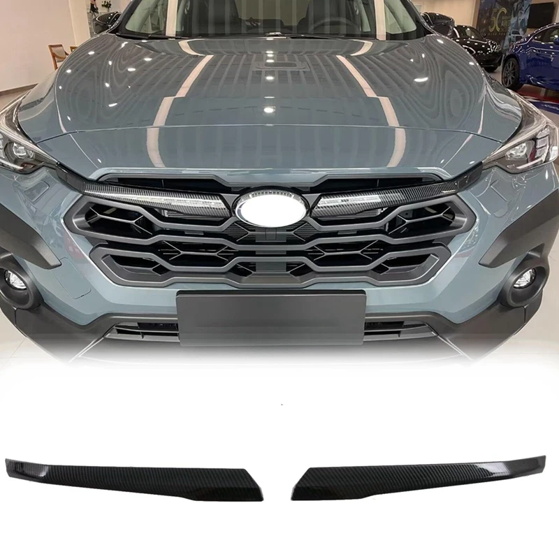 For Subaru Crosstrek 2023 2024 Car Front Grill Insert Cover Trim Protector Spare Parts Accessories ABS Carbon Fiber