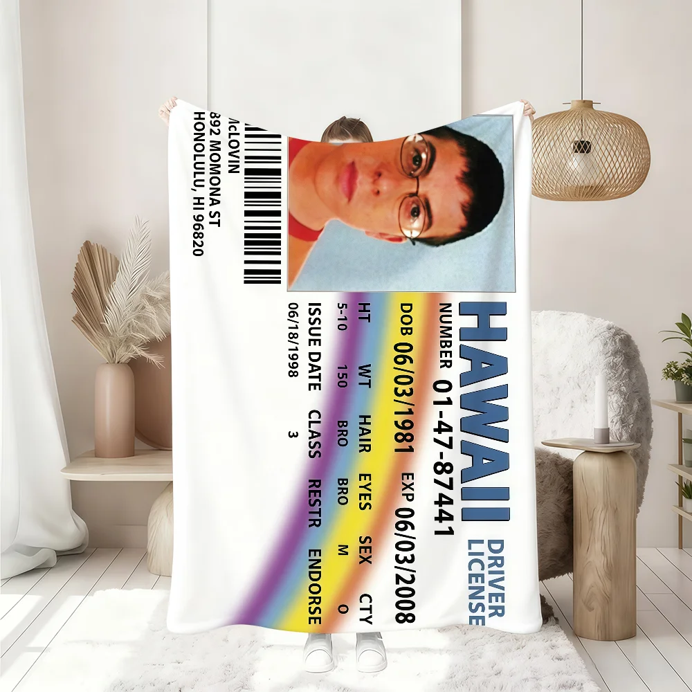 M-McLovin ID Flag Fake Driver License Blanket Soft Throw Blanket for Home Bedroom Bed Sofa Picnic Travel Office Rest BlanketGift