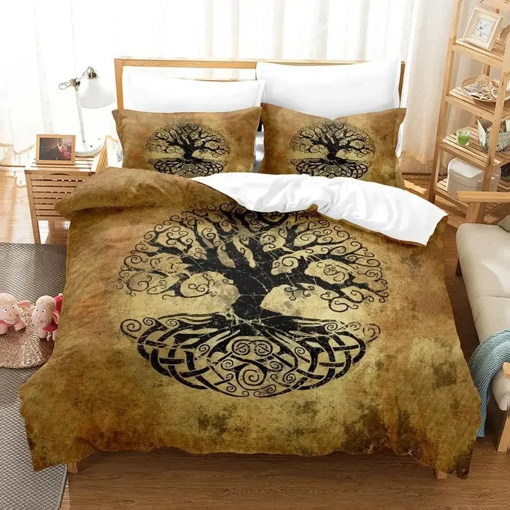 New Yggdrasil Tree Runes bedding Set Single Twin Full Queen King Size Bed Set Adult Kid Bedroom Duvet cover Sets Anime Bed New