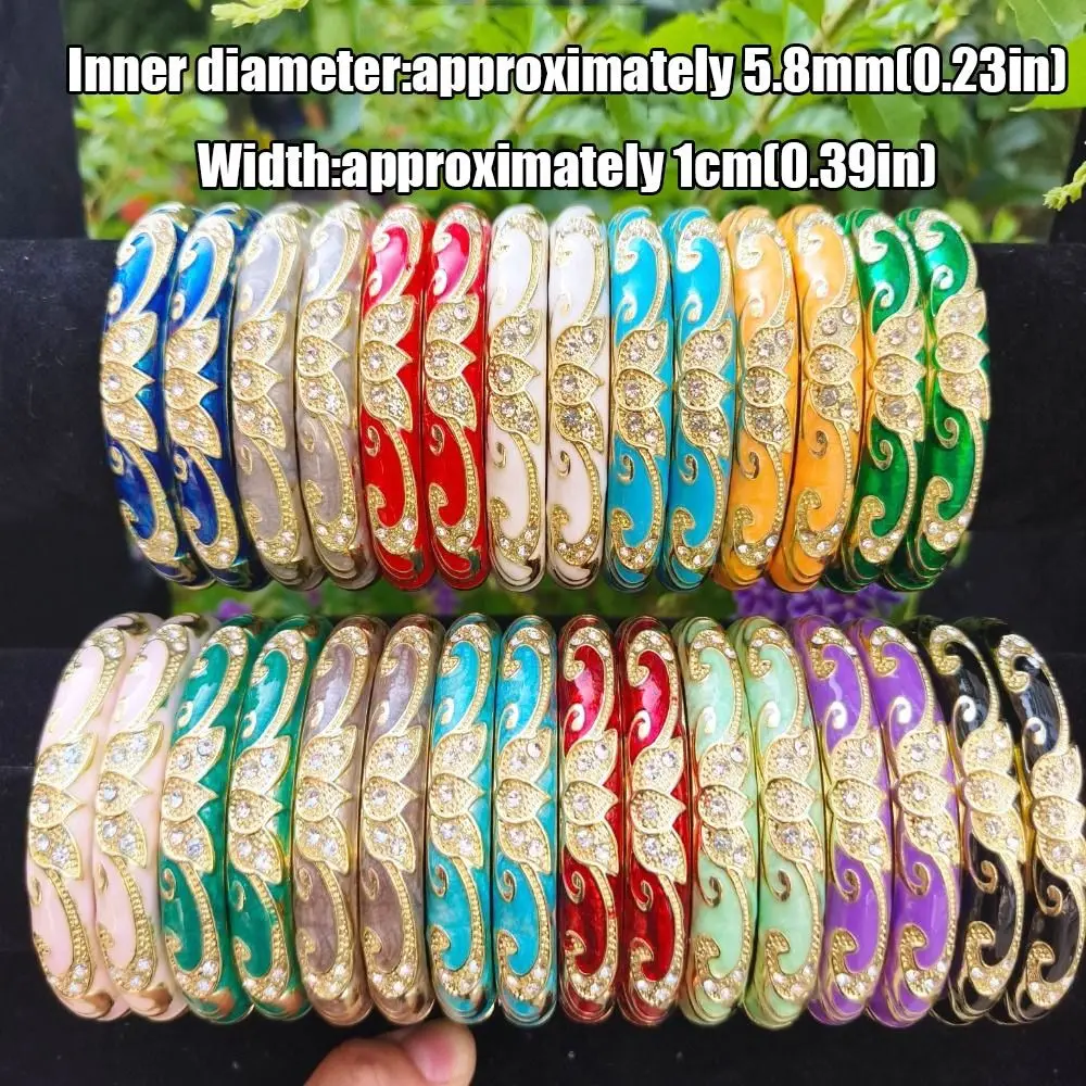 1cm Crown Cloisonne Bracelet Colored Dropper Oil Five-leaved Flower Blooms Colored Dropper Oil Bangle Traditional Classic