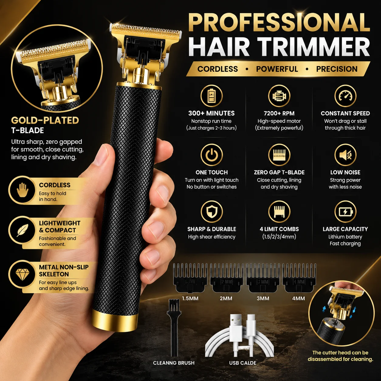 Rechargeable Rechargeable Cordless Electric Hair Clipper Trimmer Kit with T Blade and Guide Comb, Precision Beard Hair Cutting Shaver for Head Face Neck and Sideburns, Adjustable Grooming Machine for Home Salon Barber Hair Styling and Daily Personal Care - Aliexpress Deal