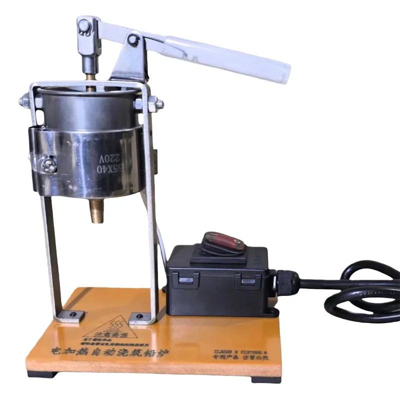 220V Electric Heating Automatic Lead Casting Furnace, Fish Bait Sink Mold Automatic Feeding Tin Furnace, Lever-Type Lead Furnace