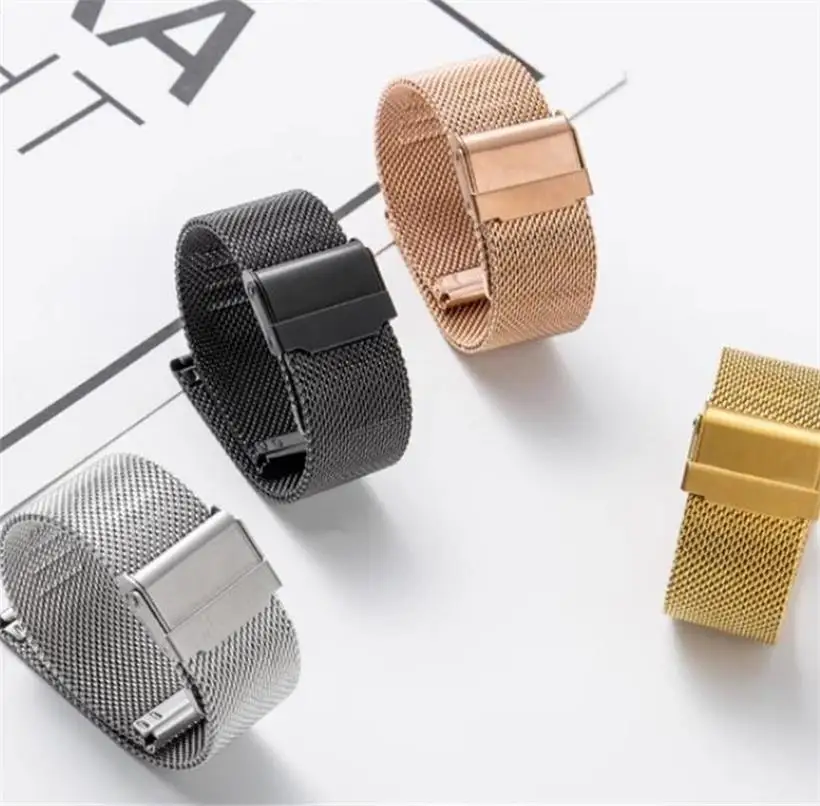 Watch Accessories Ultra-Thin Stainless Steel Metal Braided Steel Mesh Strap Precision Steel Double Buckle Men Women Table Lian