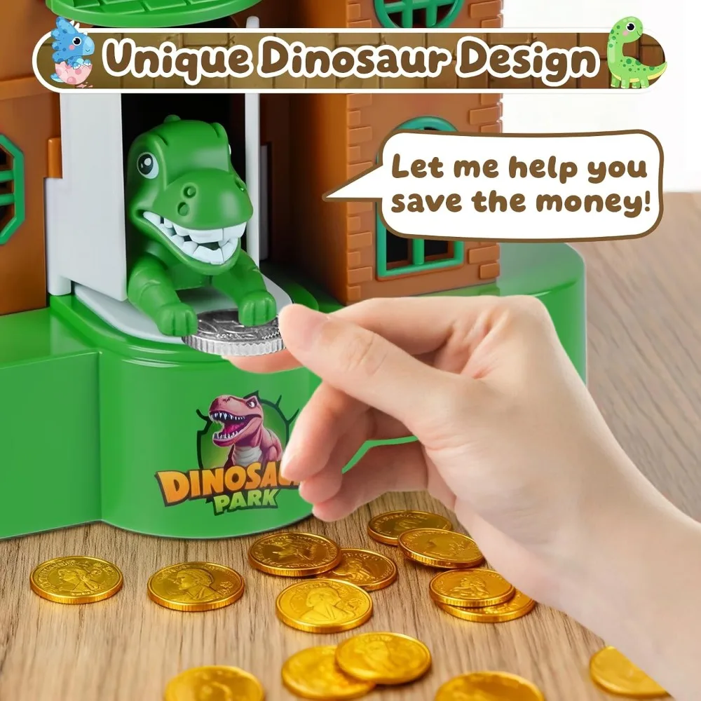 Dinosaurs Piggy Bank for Kids Automatic Stealing Coin Bank for Toddler Money Saving Funny Christmas Gift for Boys Girls - view 5