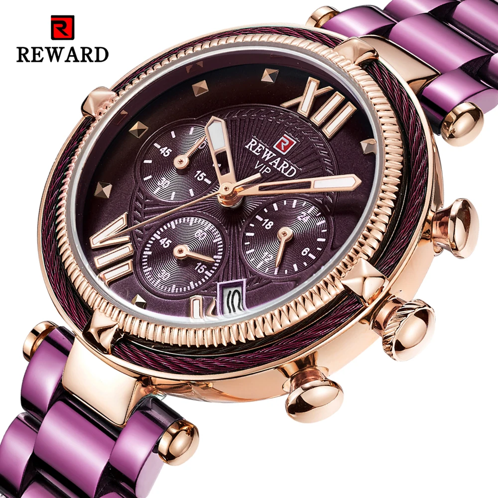 REWARD Top Brand Luxury Women Watches Fashion Steel Strip Quartz Watch For Montre Femme 2024 Ladies Wrist Watch Relogio Feminino