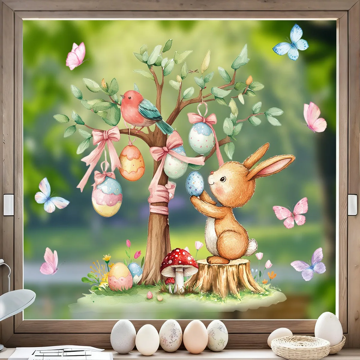 

Easter Egg Window Stickers Static Cling Decals Reusable Peel and Stick Glass Decor for Storefront Home Office Seasonal