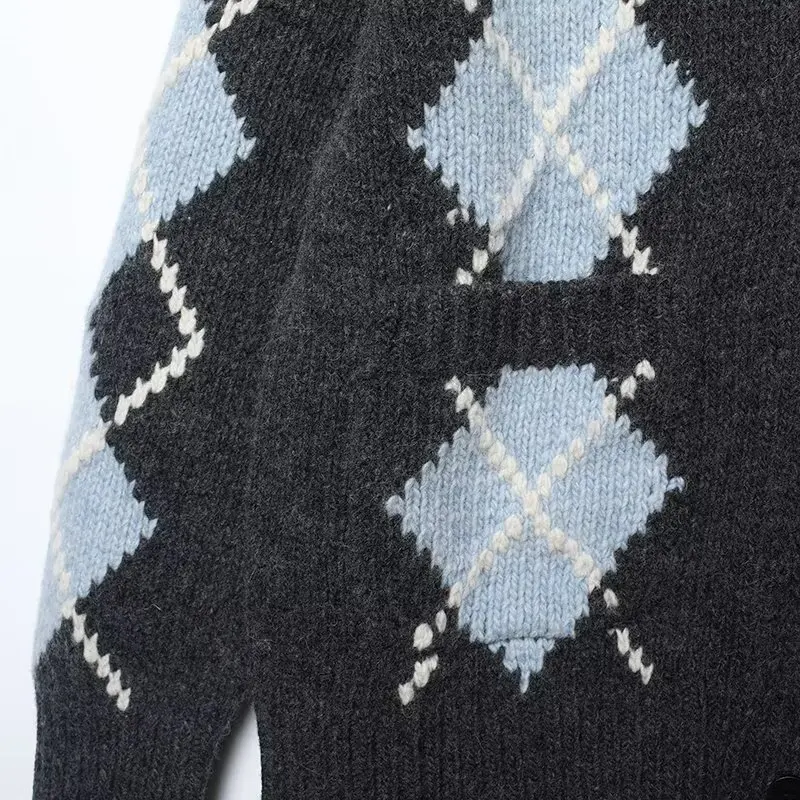 معطف 2025 من الصوف الخالص بنمط الماس أنيق، عصري، نمط جديد، ملابس مكتبية مريحة، ملابس غير رسمية، متعدد الاستخدامات، عتيق، S