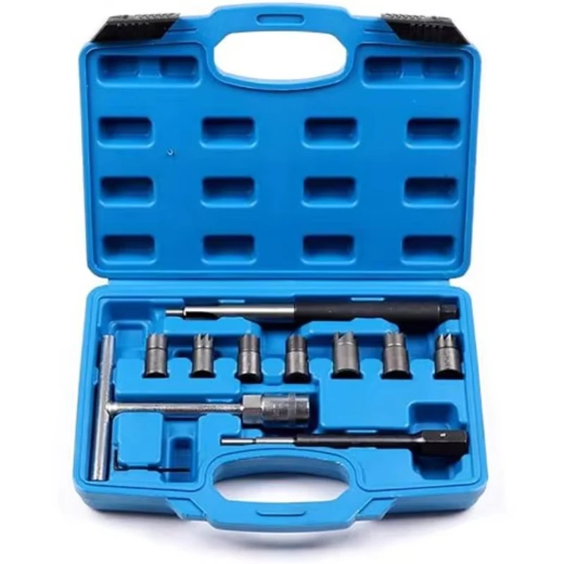 11pcs Diesel Injector Seat Cutter Set Customized Support  Cleaner Flat Reamer Repair Removal Carbon deposit cleaning reamer Tool