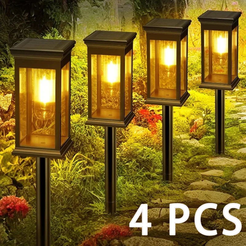 

Солнечные дорожки, теплые фонари, уличный водонепроницаемый сад на солнечной энергии для дорожек, двора, заднего двора, ландшафтное освещение, украшение