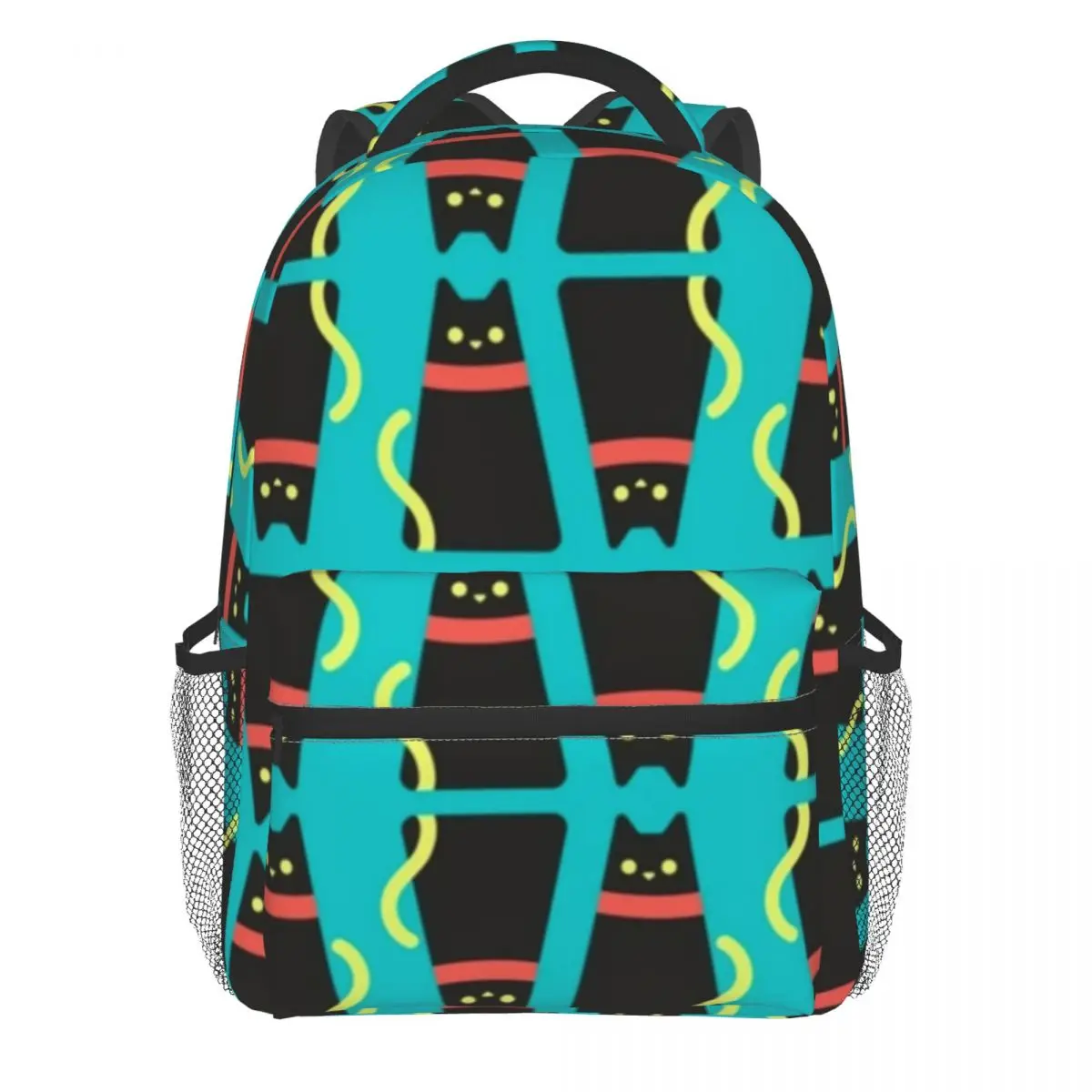 Women\'s Recycled Handmade Cat Patchwork‎ Backpack BookBag Colorful Artsy Quirky Upcycled cat bag from old jeans and fabric main image 3