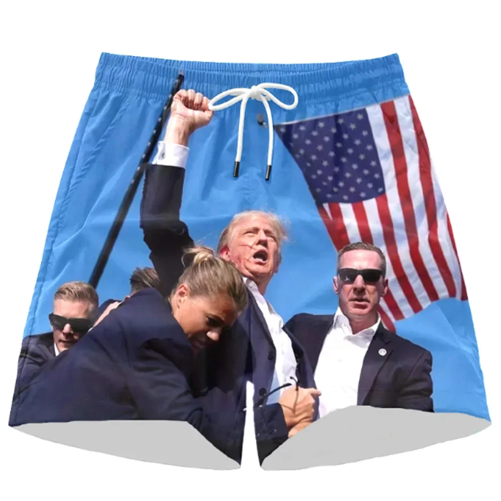 

2024 American Flag Donald Trump shorts Trump Election shooting picture Print Return Shorts Boys Beach Pants S-6XL