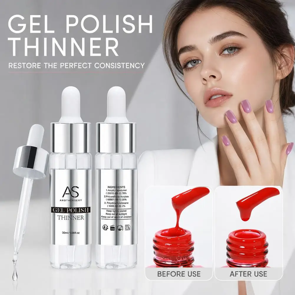 AS 30ml Clear Color Gel Polish Thinner Professional Nail Supplies Gel Mix Varnish Gel Nail Polish for Adjust Consistency Salon