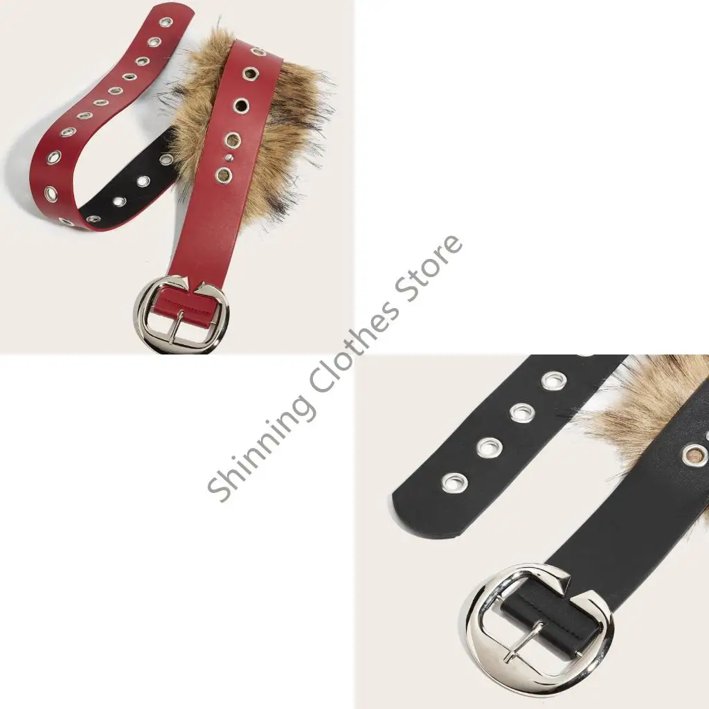 M68A Women's Stretch Waistband Comfortable Durability Belt Unique Plush Leather Belt