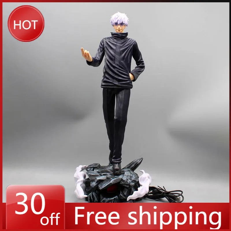 42cm Satoru Gojo Jujutsu Kaisen Animation Peripherals Base Can Illuminate PVC Model Ornaments Desktop Decoration Toy Collection