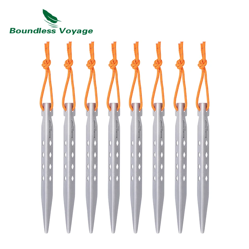 Boundless Voyage Camping Titanium Tent Stakes Pegs Nails Ultralight Outdoor Accessories Tent Nails 6/8 Packed Ti4007P