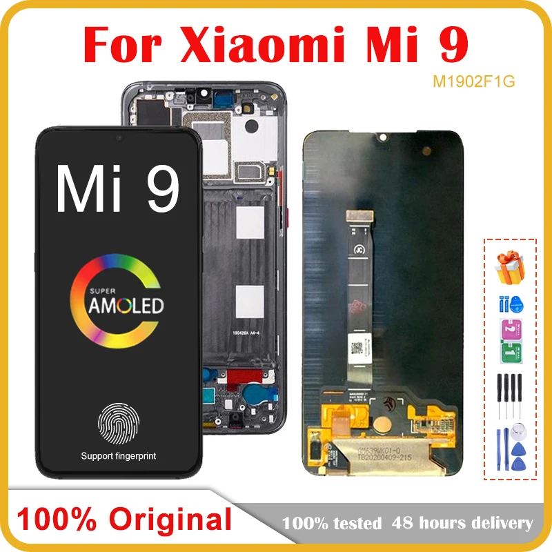 6.39\'\' Original AMOLED For Xiaomi Mi 9 M1902F1G LCD Display Touch Screen Digitizer Assembly For Xiaomi 9 LCD Screen Replacement