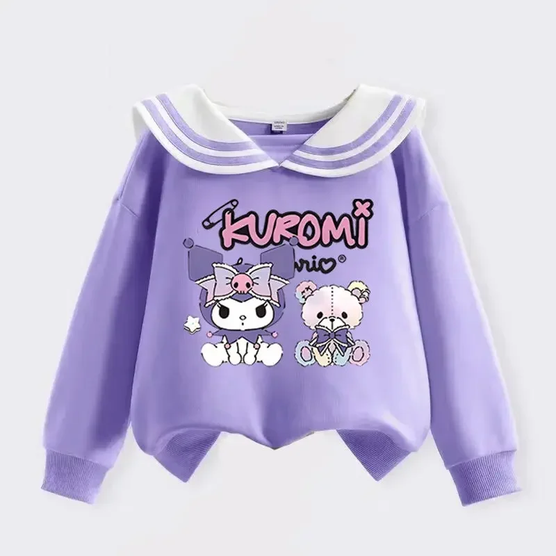 Girly Heart Kuromi Anime Kawaii Sanrio Ins Fashion felpa con cappuccio a maniche lunghe primavera Cute Children Shirt abbigliamento regali per bambini