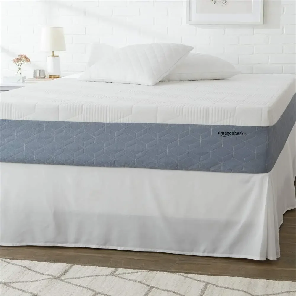 Medium-Firm Memory Foam Mattress, CertiPUR-US Certified - Queen Size, 80 x 60 x 12 inches, White/Gray