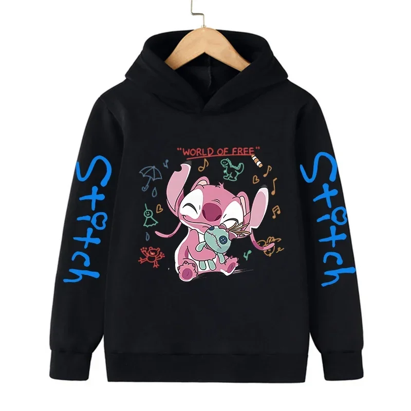 Kawaii Funny Stitch Hoodie Children Cartoon Clothes Kid Girl Boy Lilo and Stitch Sweatshirt Manga Hoody Baby Casual Top