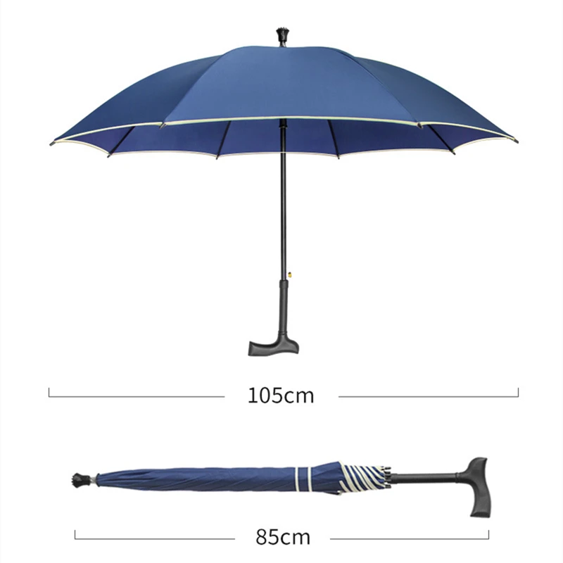 Large Crutches Umbrella Windproof Old Long Handle Umbrella Sun Tourist Climbing Sticks Outdoor Rain Umbrellas Man\'s Gift