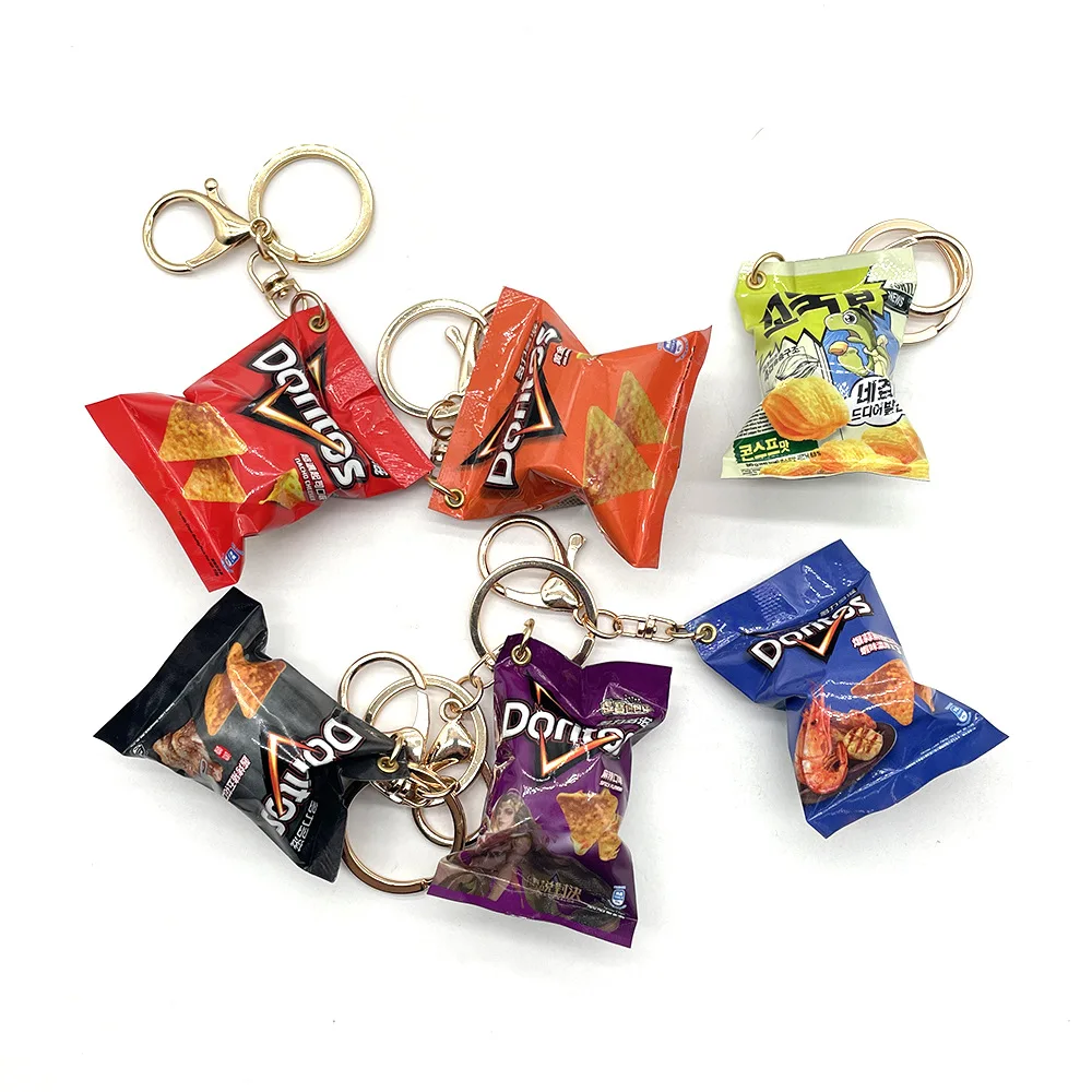 Simulated Snack Bag Keychain Miniature Potato Chip Bag Pendant Keychain Funny Jewelry