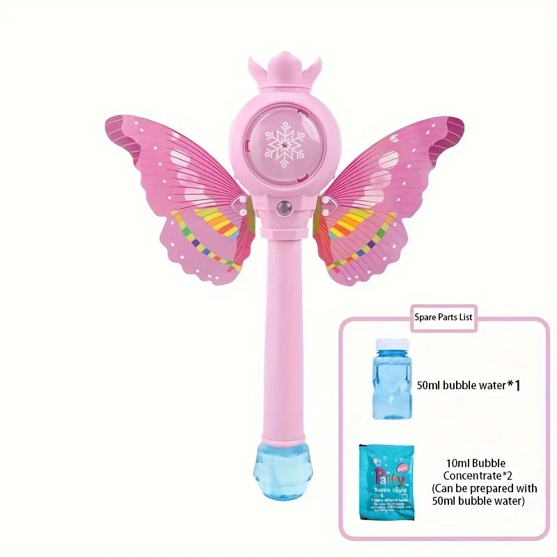 Princesa Magic Wand Bubble Machine Toy com Música e Luzes, Brinquedo ao ar livre portátil, Ideal para entretenimento, Material para festa