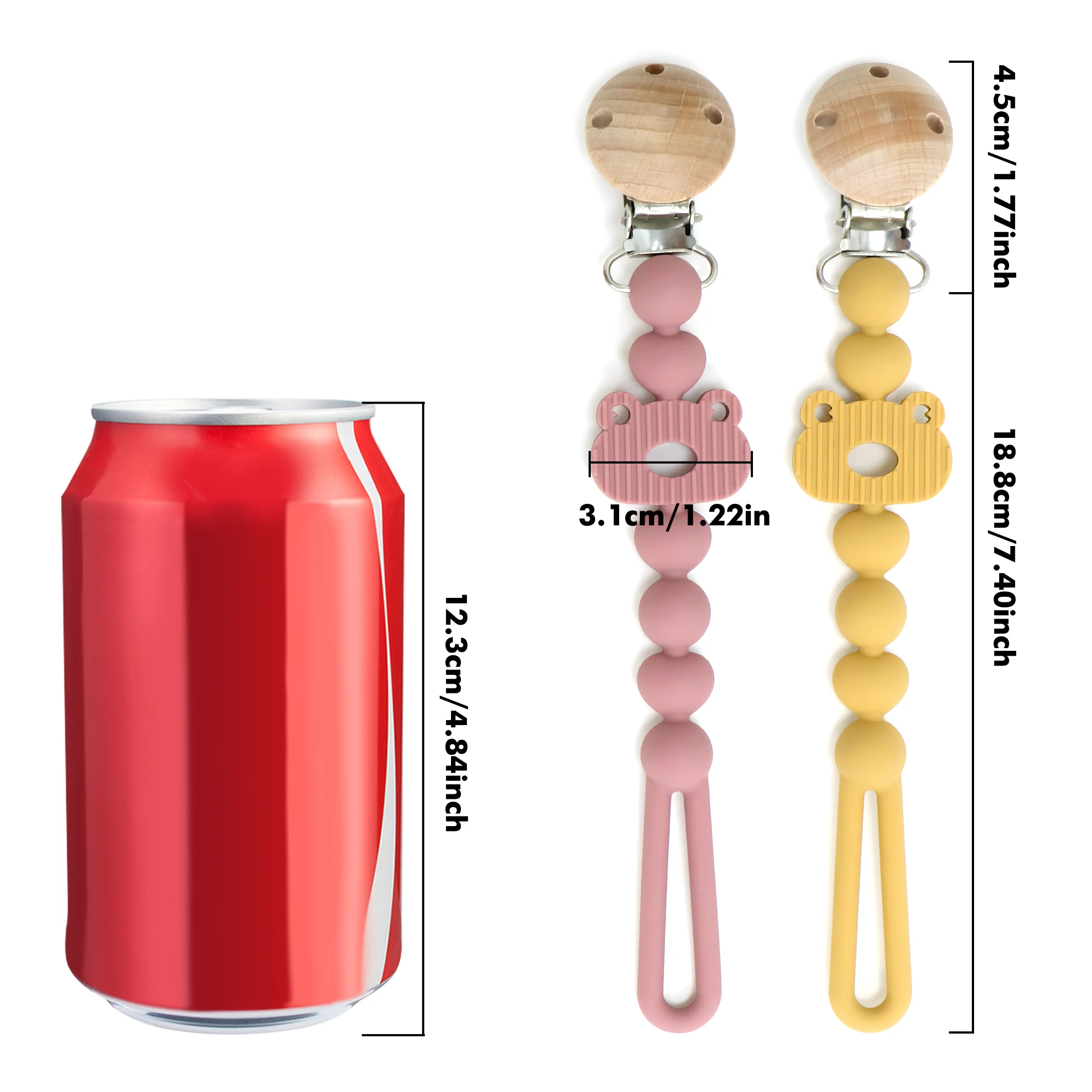 Silicone Pacifier Clip Holder with One Piece Design, Soft Flexible Binky Clips Cute Frog Shape for Baby Boy and Girl (0M+)