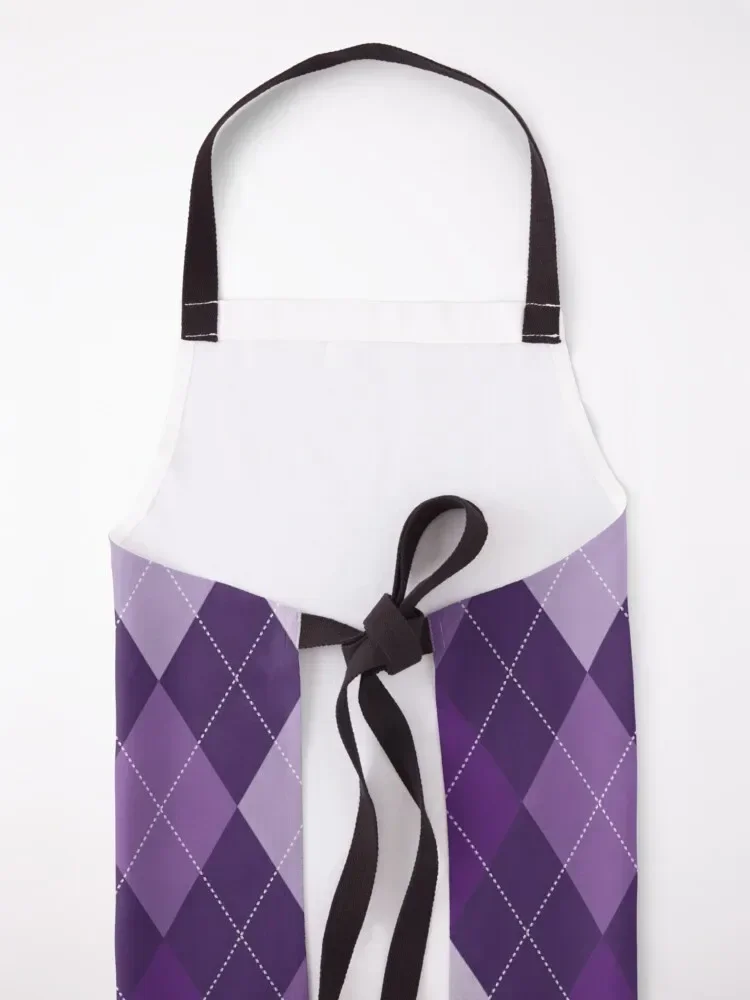 Delantal Argyle morado para hombre, delantal de chef de barbacoa para hombre