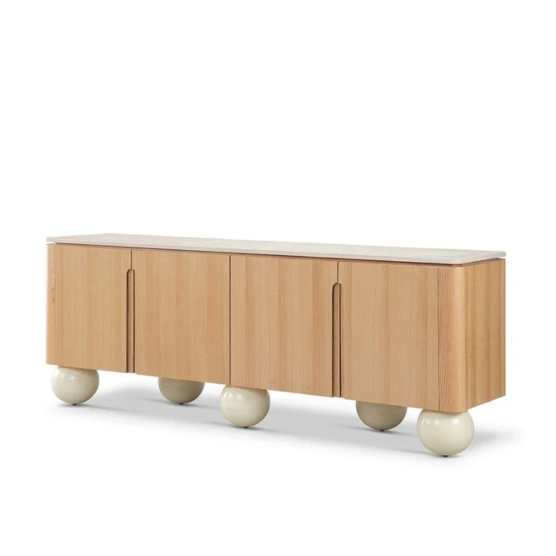 

Nordic modern simple solid wood TV cabinet, living room light luxury entrance cabinet, locker