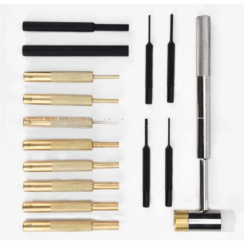 17Pcs Pin Punch Set Mechanical Installation Round Punch Chisel Hole‑Punching Tool Kit For Machinery Repair Work