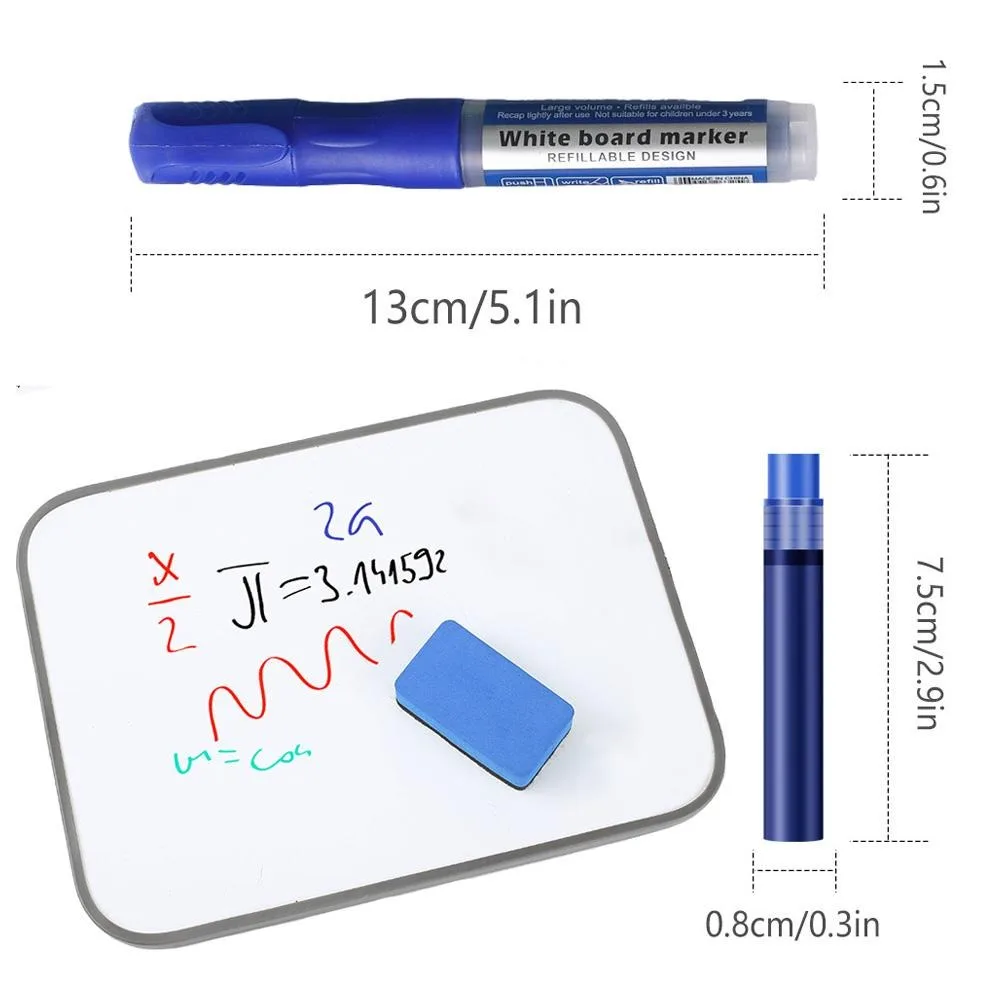 2 Pen+10 Refill Large Capacity Whiteboard Pen Black Red Blue Green Refillable Marker Learning Supplies School Office Stationery