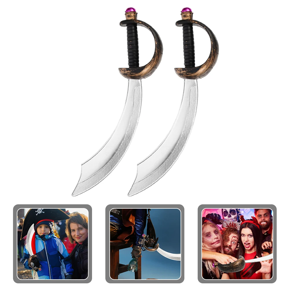 2pcs Pirate Sword Toy Halloween Pirate Knife Prop Party Pirate Costume Cosplay Sword Accessory Halloween Party Festival Decor