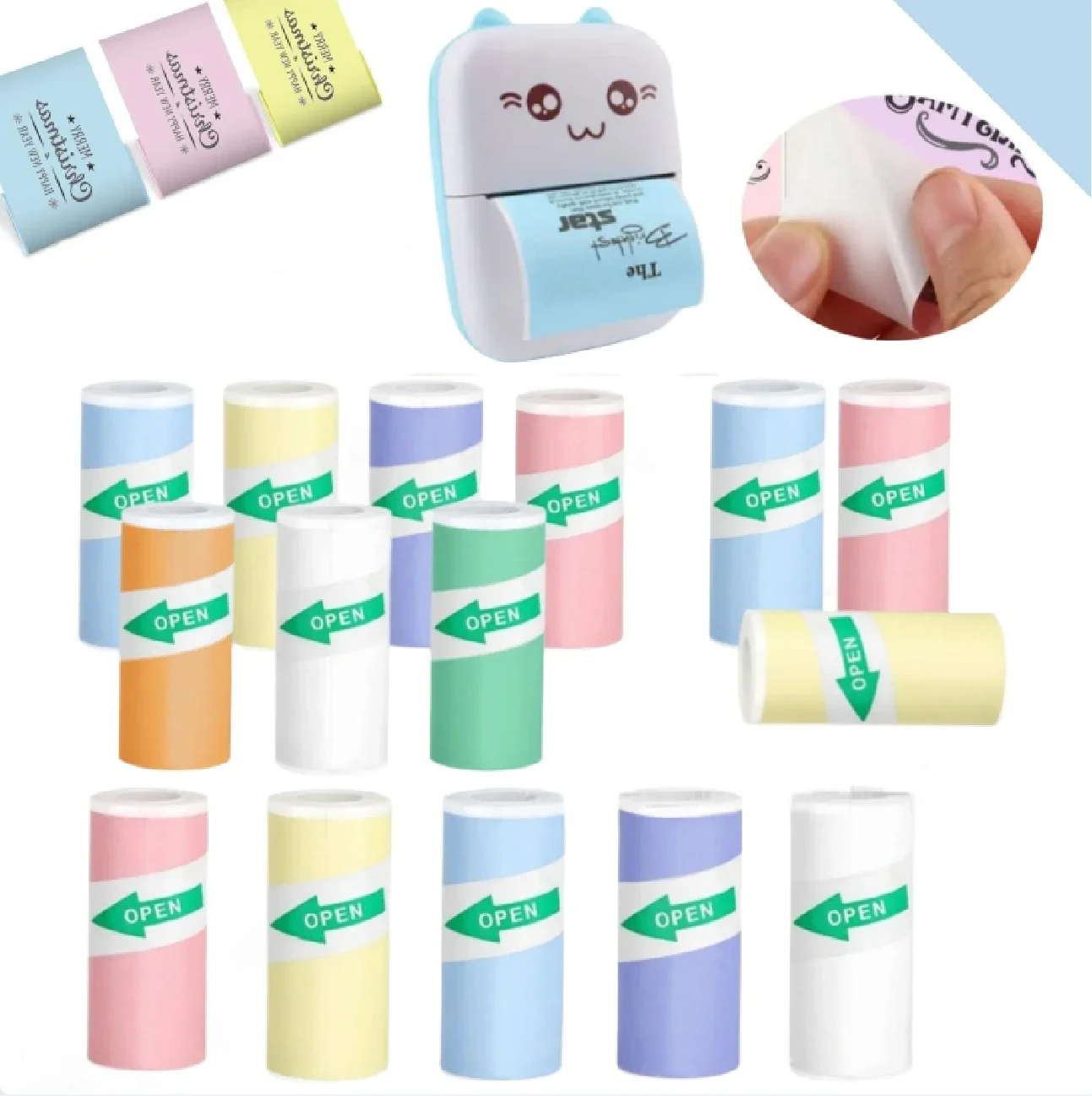 Mini Printer Thermal Paper Colorful Label Sticker Self-adhesive Thermal Printing Paper Inkless Printing Photo Picture 57x25mm