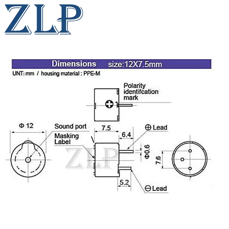 10PCS 3v 5v 12v Active Buzzer Magnetic Long Continous Beep Tone 12*7.5mm 12075 TMB12D03 new and original