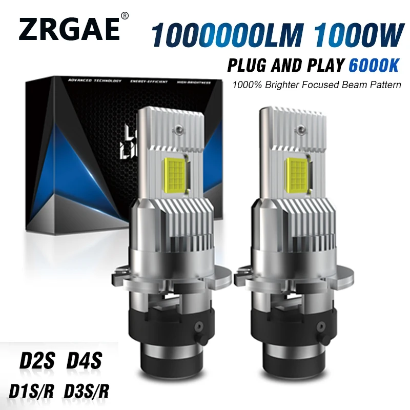 

2PCS D2S D4S D2R LED Headlight HID D1S D3S D8S LED Headlamp Bulbs 1000000LM Xenon Car Lights Turbo Lamps Canbus 6000K Plug&Play