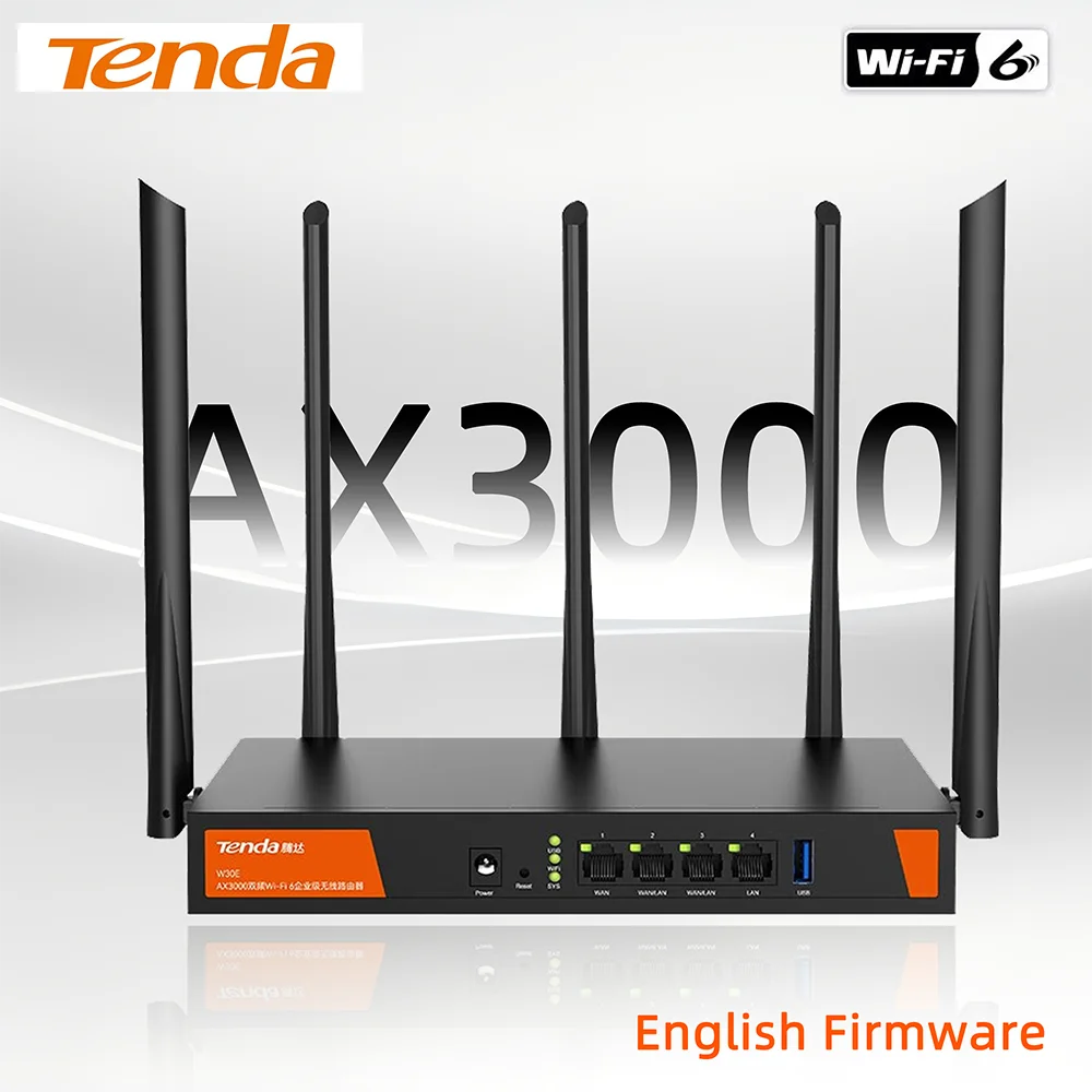 Tenda W30E AX3000 Wireless Enterprise Wifi6 Router 5G for Office Internet Hotspot Café Large House Upto 80 Wi-Fi /200 Cable User