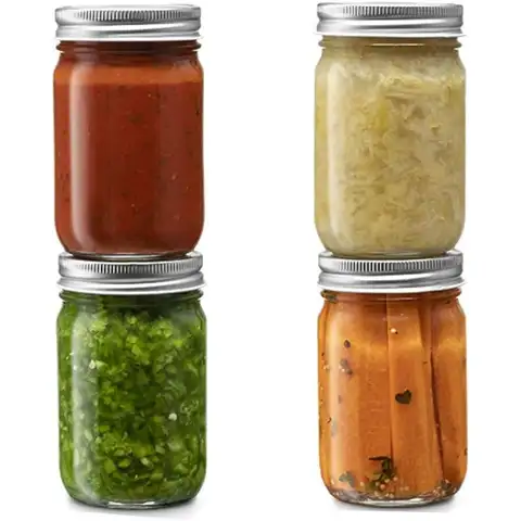 14-Ounce Regular Mouth Mason Jars with Silver Lids - Ideal for Meal Prep, Food Storage, Canning, and More (4-Pack)