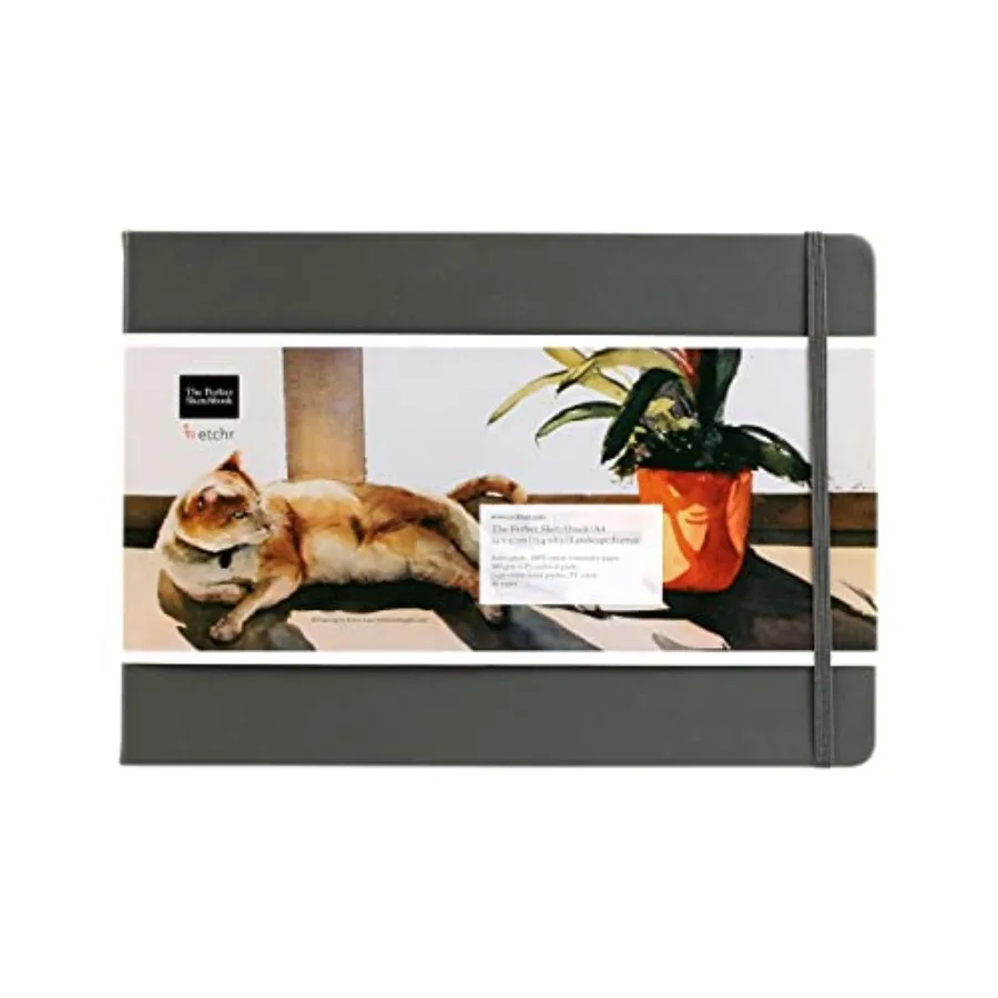 

Perfect Sketchbook - A4 Landscape - Cold Press 100% Cotton - Hardcover Drawing Book 8.3"x11.7 with 44 Pages