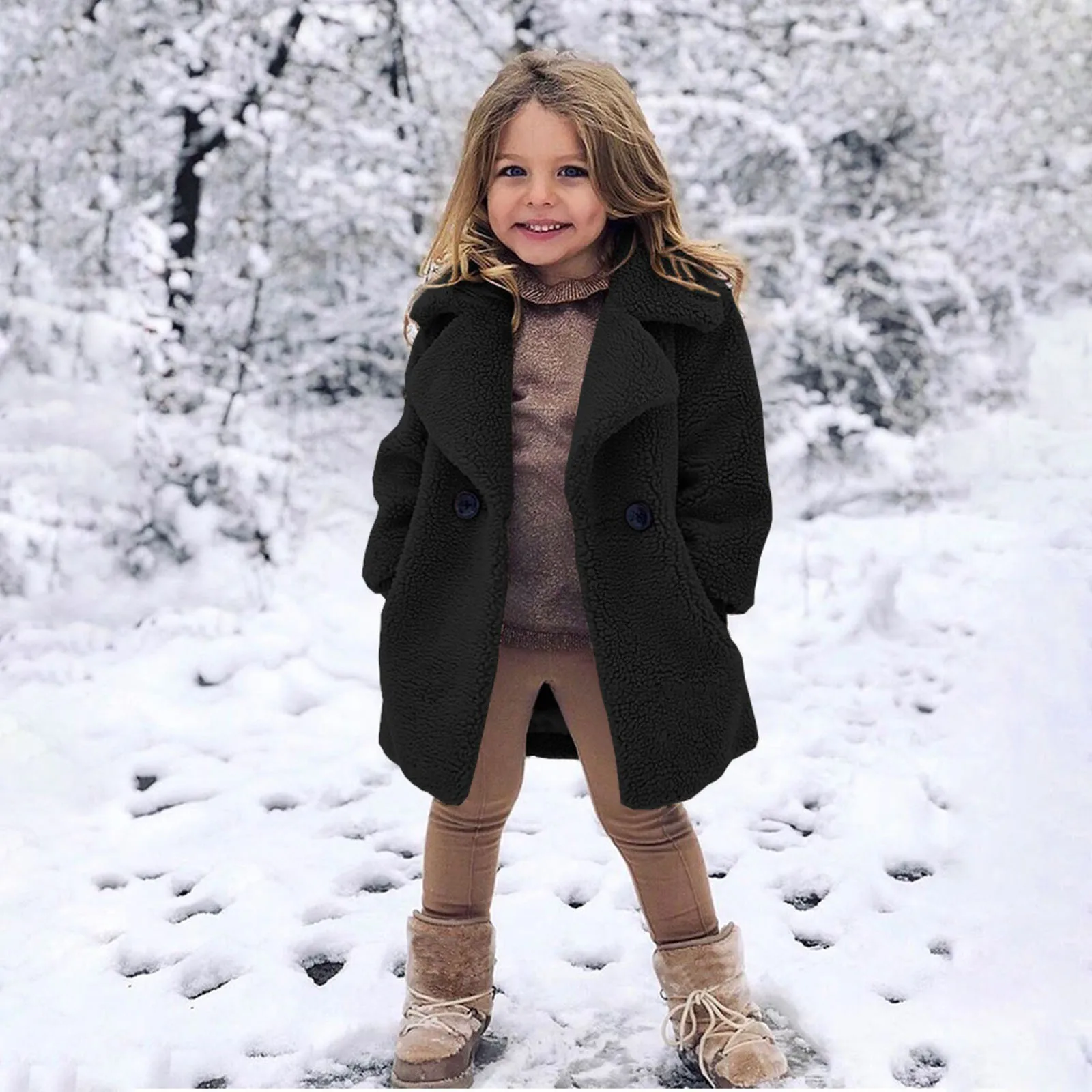 New Double Breasted Girls Solid Color Coats Autumn Winter Trench Jacket Coat Child Clothes For Kids Outerwear Birthday Present